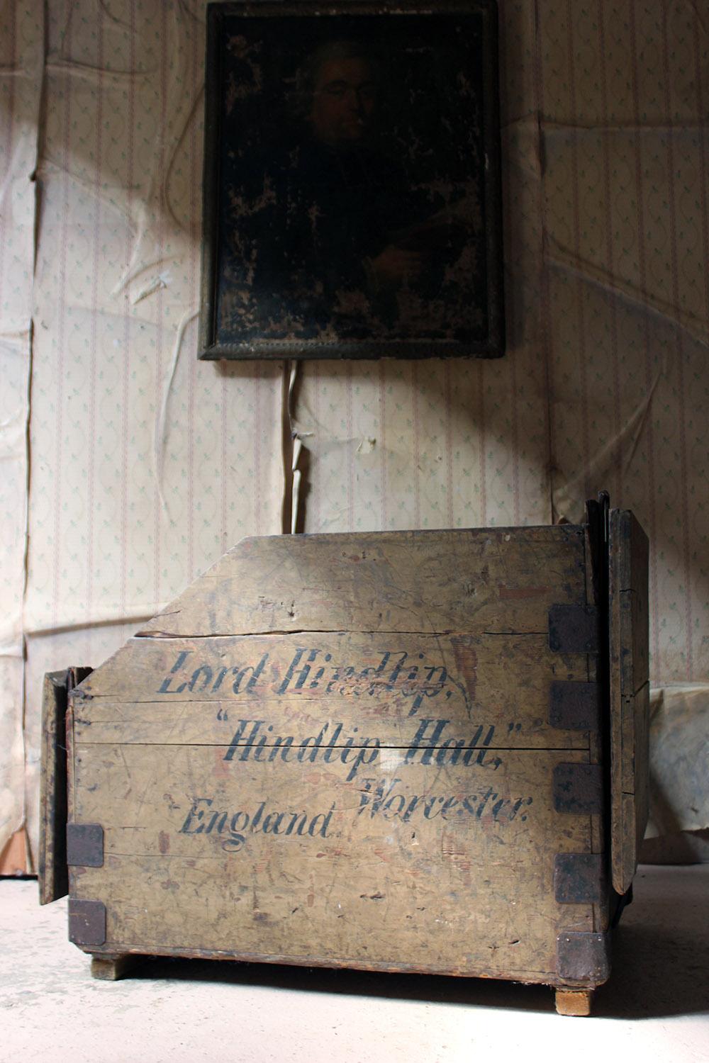 Painted Pine Estate Made Trunk, Signwritten for Lord Hindlip, Hindlip Hall 2