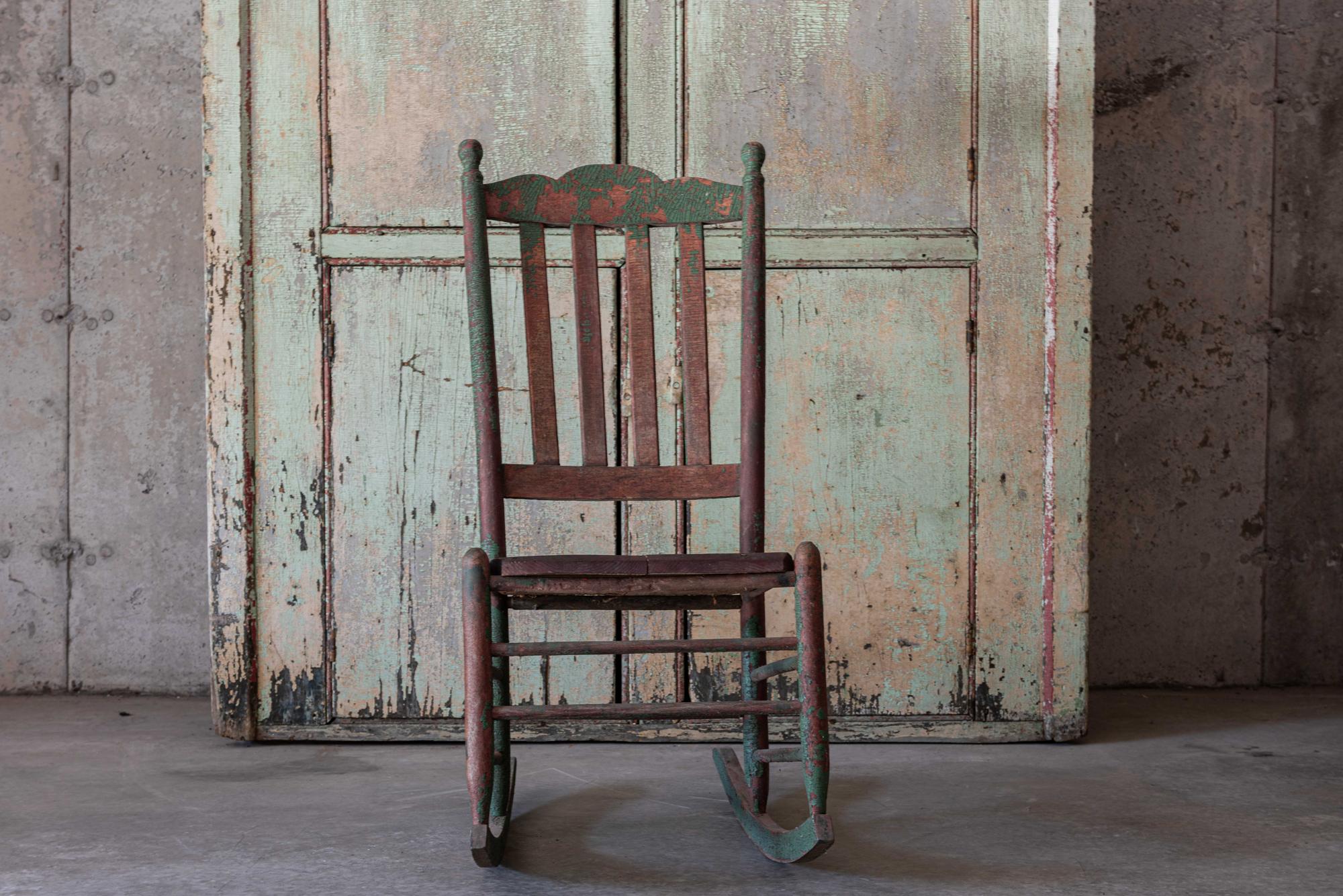 rustic wood rocking chair