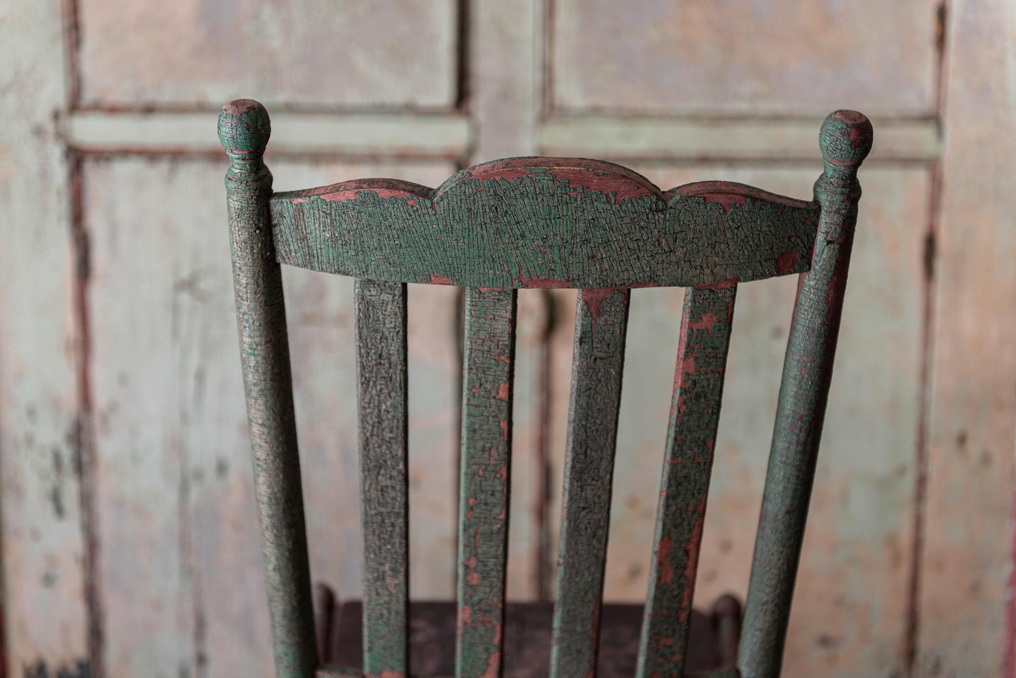 19th Century 19thC Painted Rustic Rocking Chair