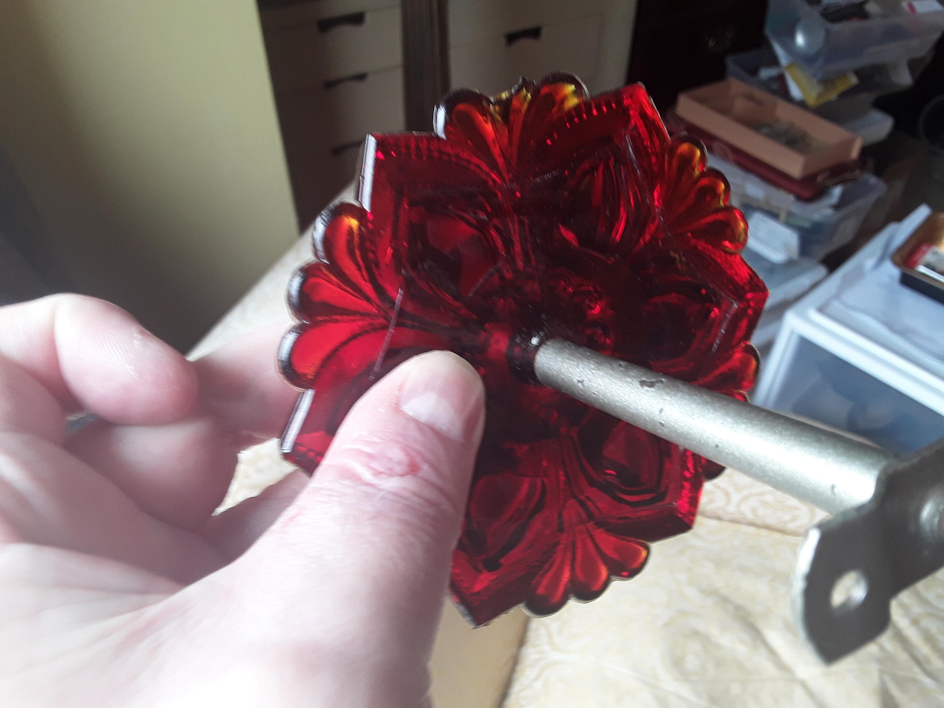 19thc Pair Art Nouveau Ruby Red Art Glass Flowers - Drapery Tiebacks For Sale 1
