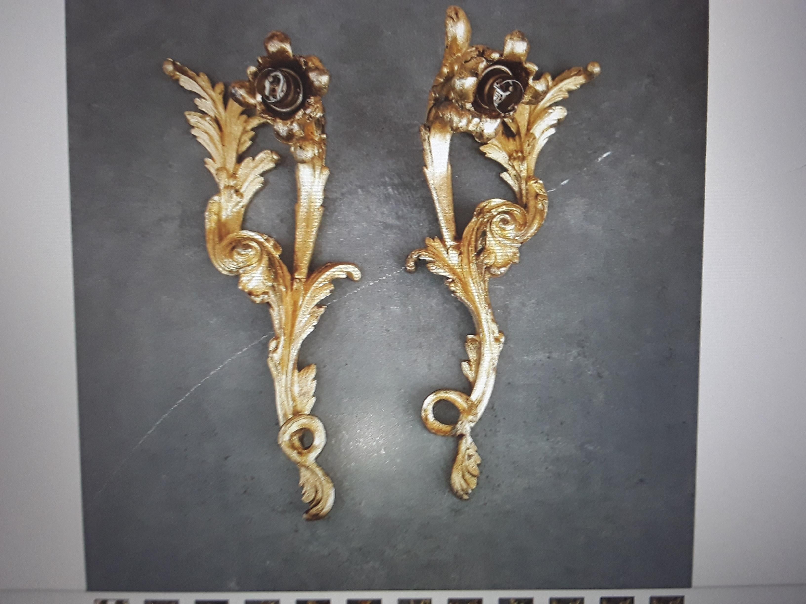 Stunning 19thc French Antique Dore Gilt Bronze Louis XV style Rococo Wall Sconces. This pair is lovely and would make a statement in any room.