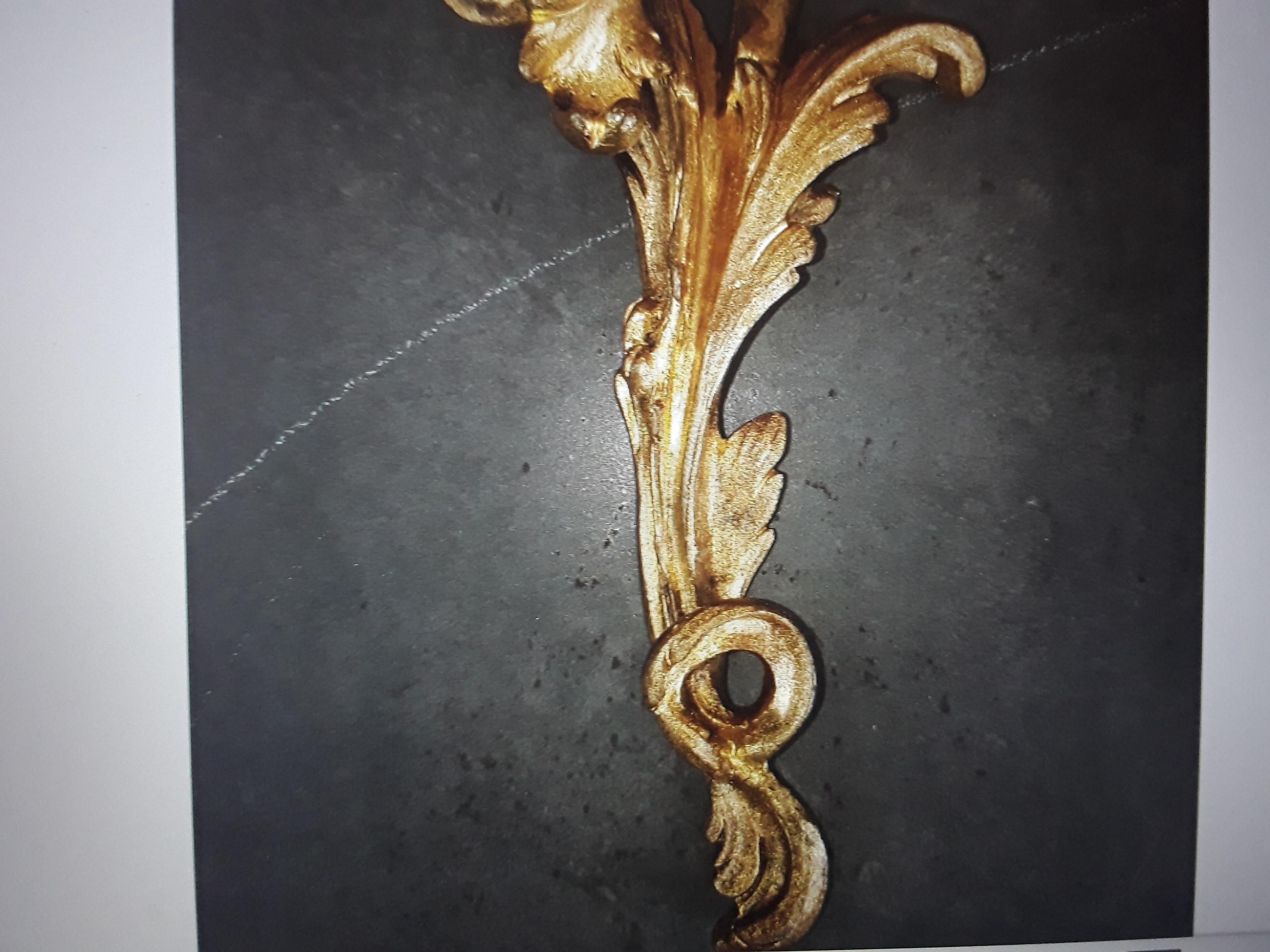 19thc Pair French Antique Louis XV Rococo style Dore Bronze Wall Sconces For Sale 2