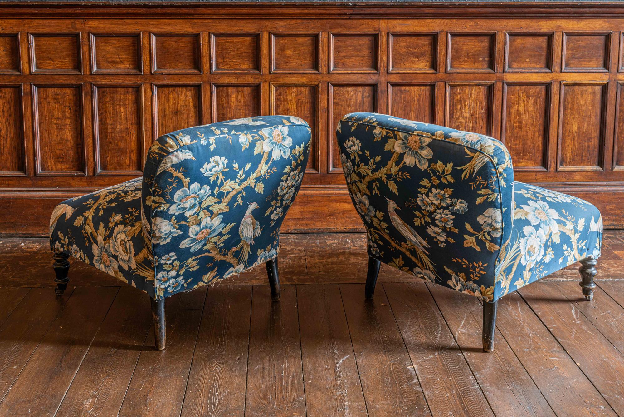 19th Century Pair of Ebonized Napoleon III Slipper Chairs In Good Condition In Staffordshire, GB