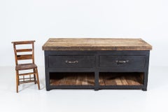 19thC Pair of English Ebonised Pine Counters / Kitchen Islands