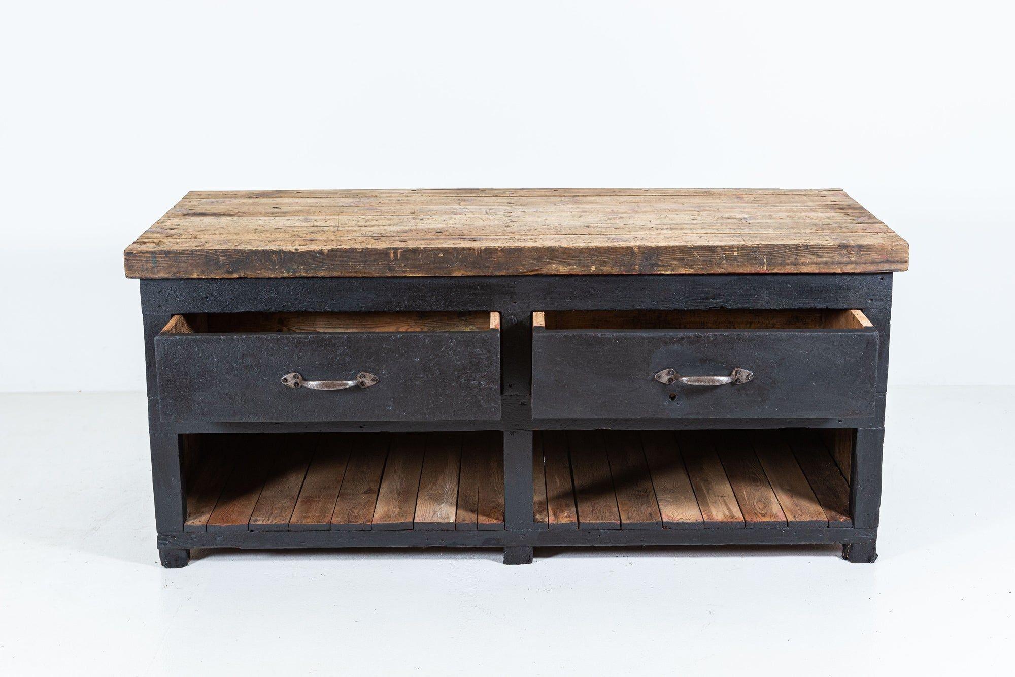 19th Century 19thC Pair of English Ebonised Pine Counters / Kitchen Islands