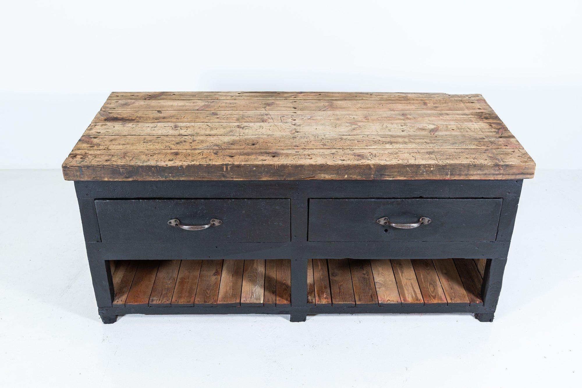 19thC Pair of English Ebonised Pine Counters / Kitchen Islands 1