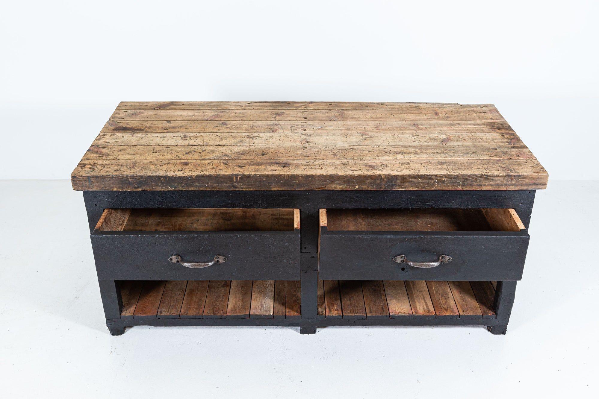 19thC Pair of English Ebonised Pine Counters / Kitchen Islands 2