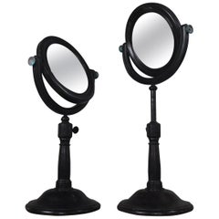 19th Century Pair of Optical Experimental Scientific Mirrors Concave and Convex