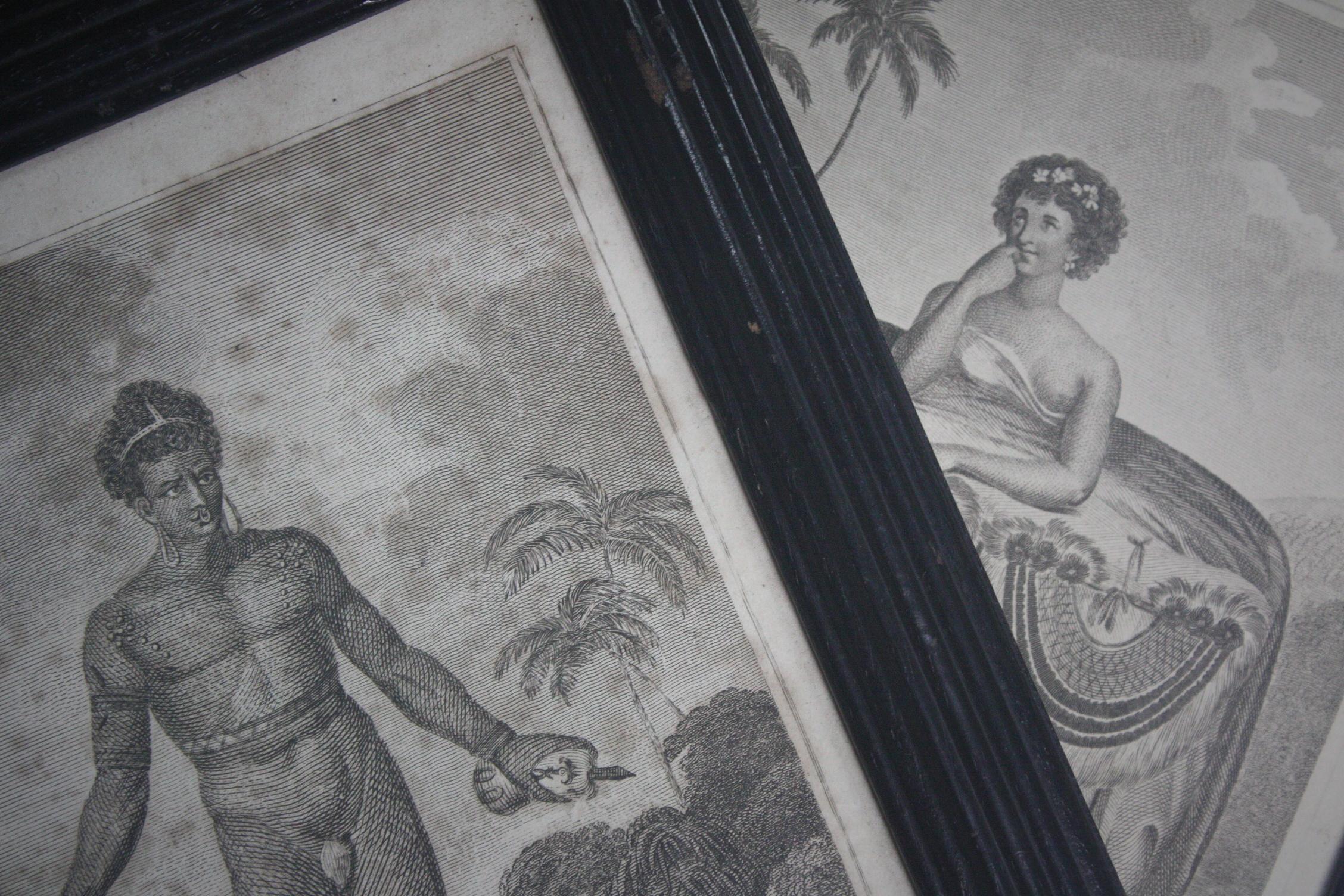 Pair of Oceania and Pacific Island Engravings in Reeded Ebonised Frames 3