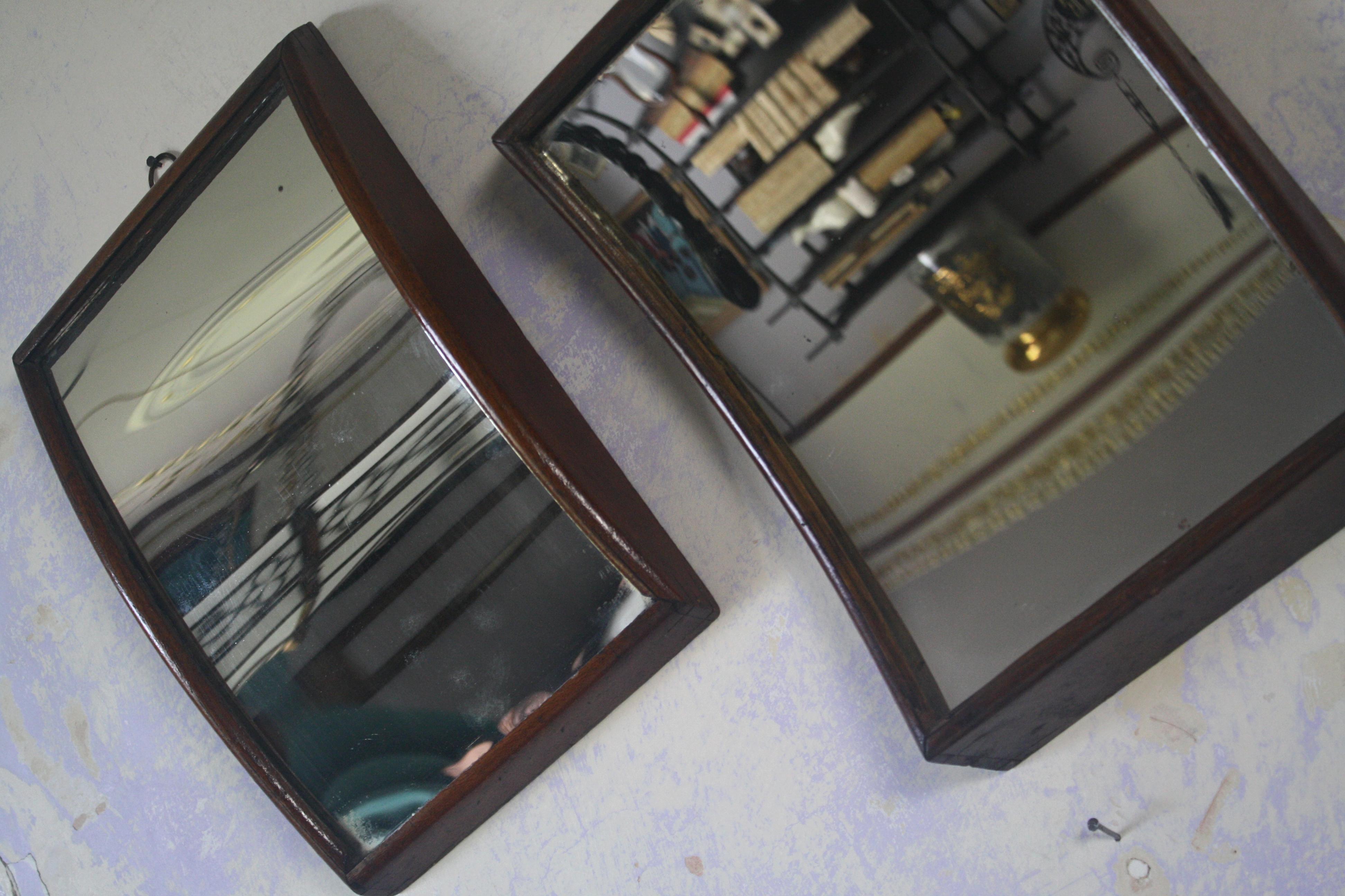 Late Victorian 19th C Pair of Peep Show Fairground Carnival Distortion Mirrors Concave Convex