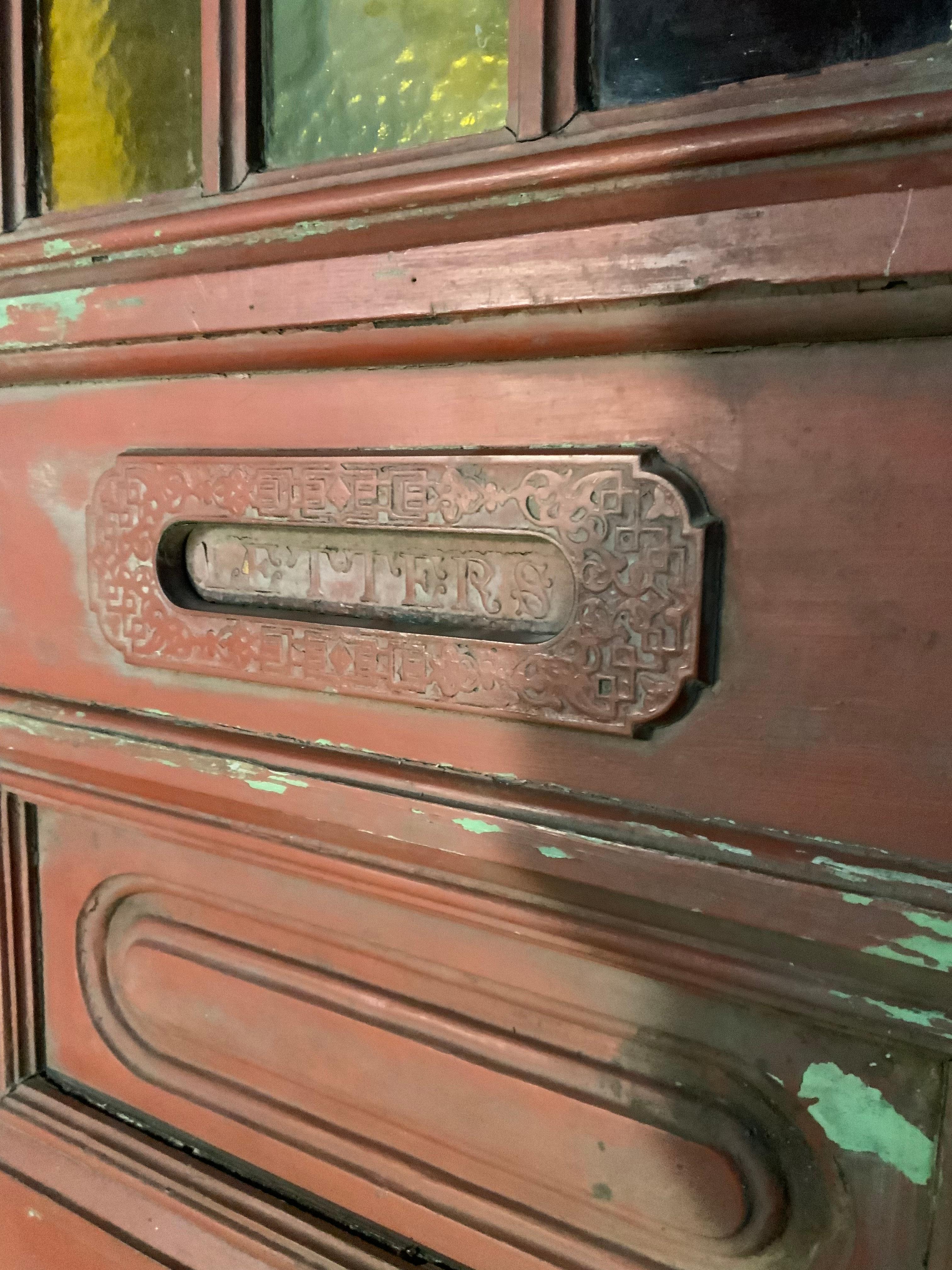 American 19thc Pair of Solid Brownstone Entry Doors