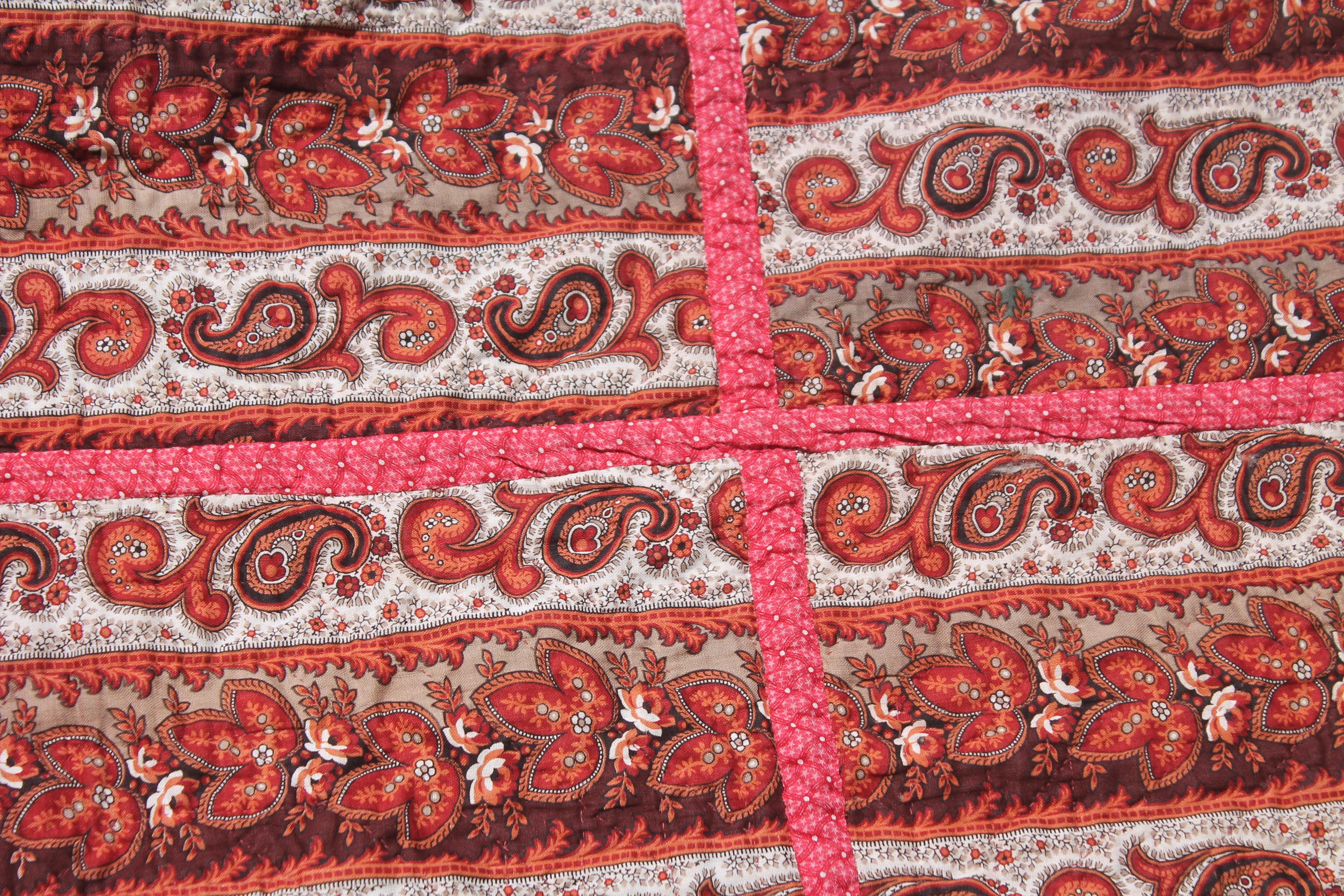Country 19th Century Paisley Patchwork Quilt Lancaster County, PA For Sale