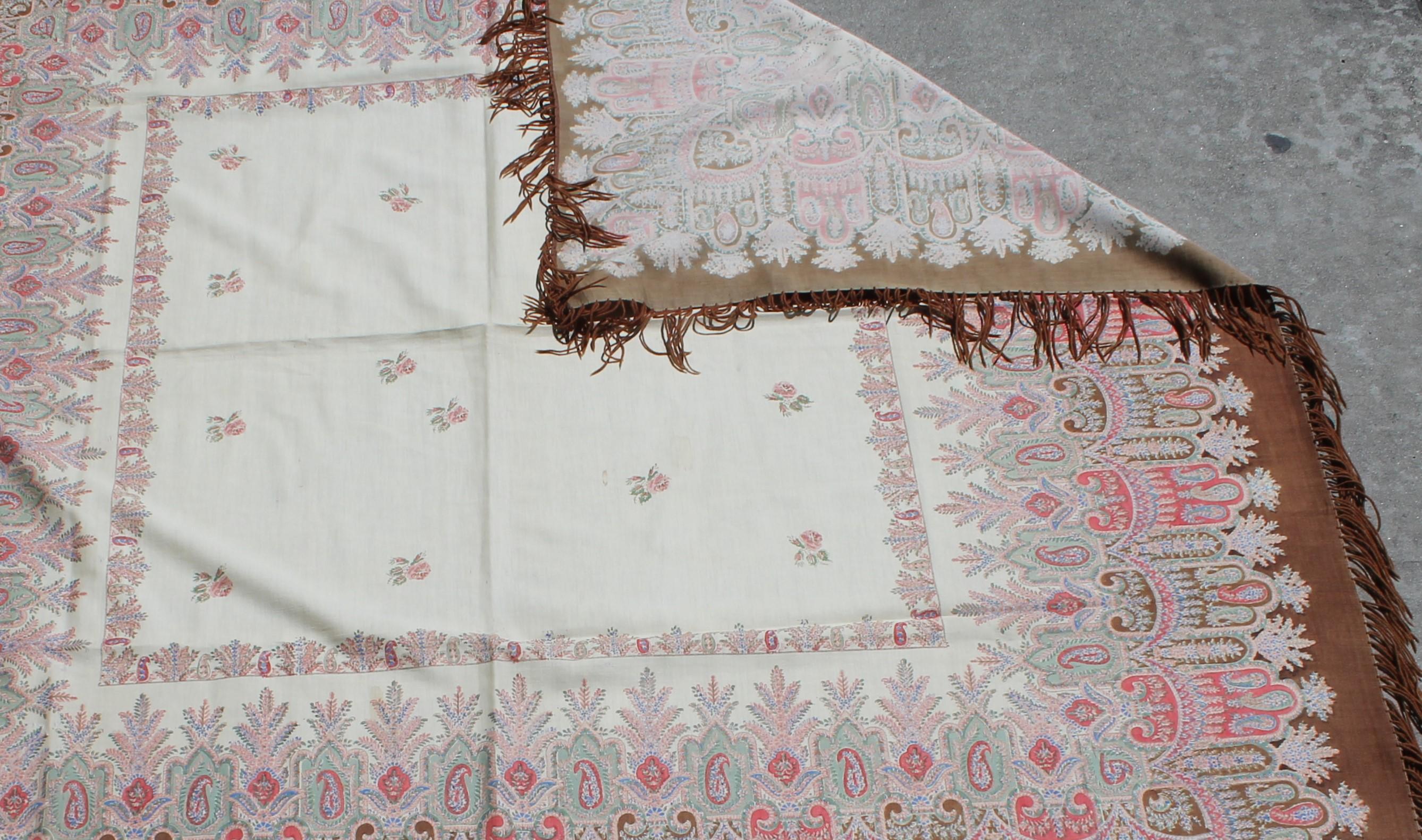 19th Century Paisley Shawl in Muted Colors For Sale 3