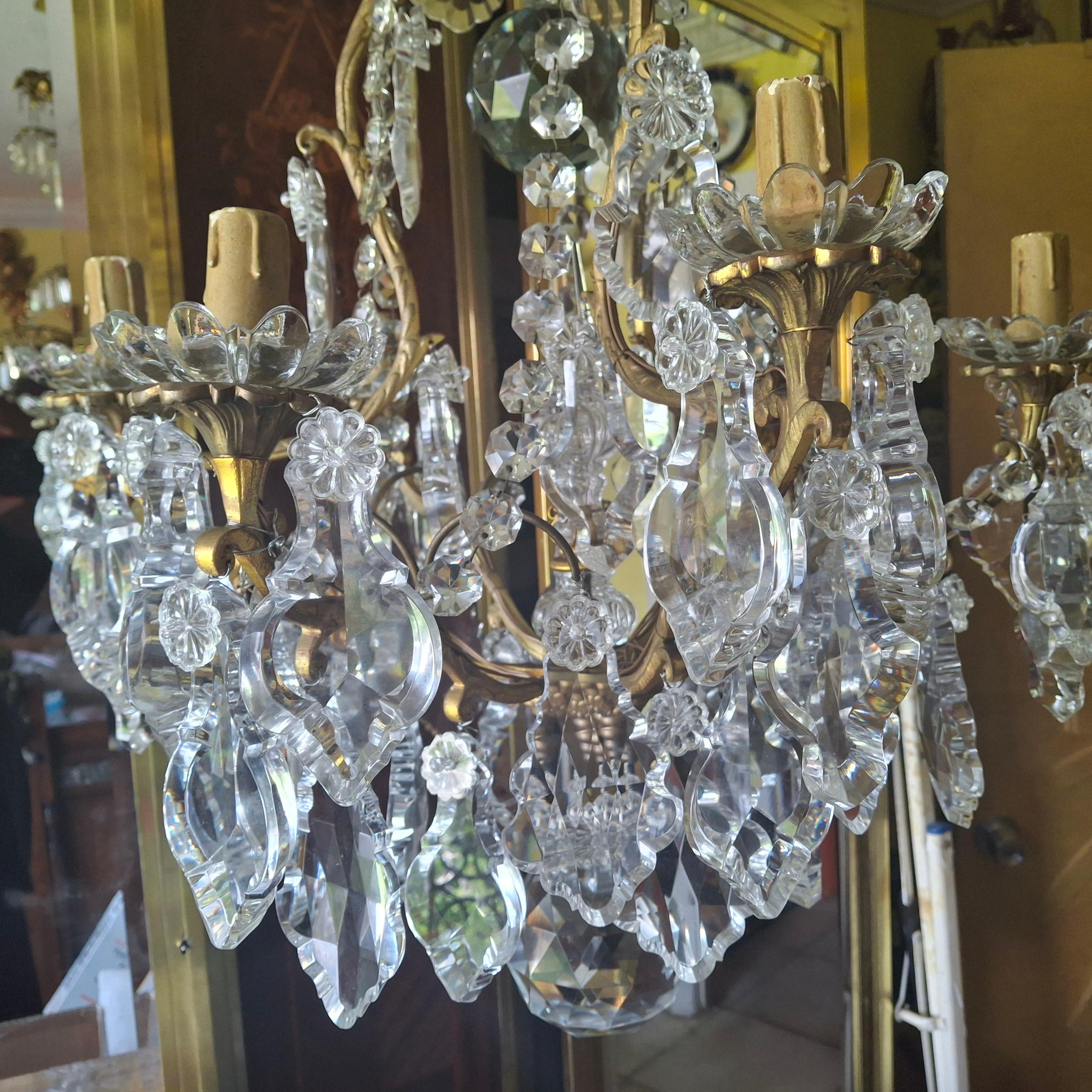 19thc Palatial  French Louis XV Gilt Bronze/ Crystal Chandelier attrib. Baccarat For Sale 6