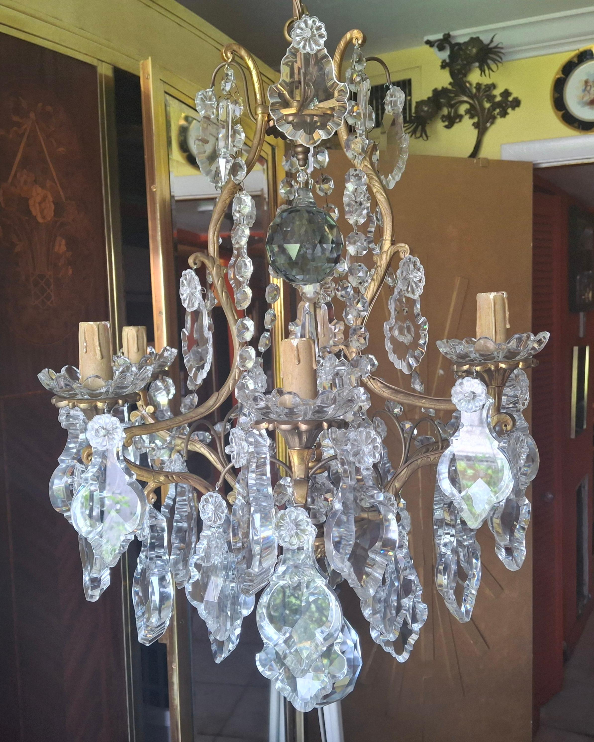 19thc Palatial  French Louis XV Gilt Bronze/ Crystal Chandelier attrib. Baccarat For Sale 7