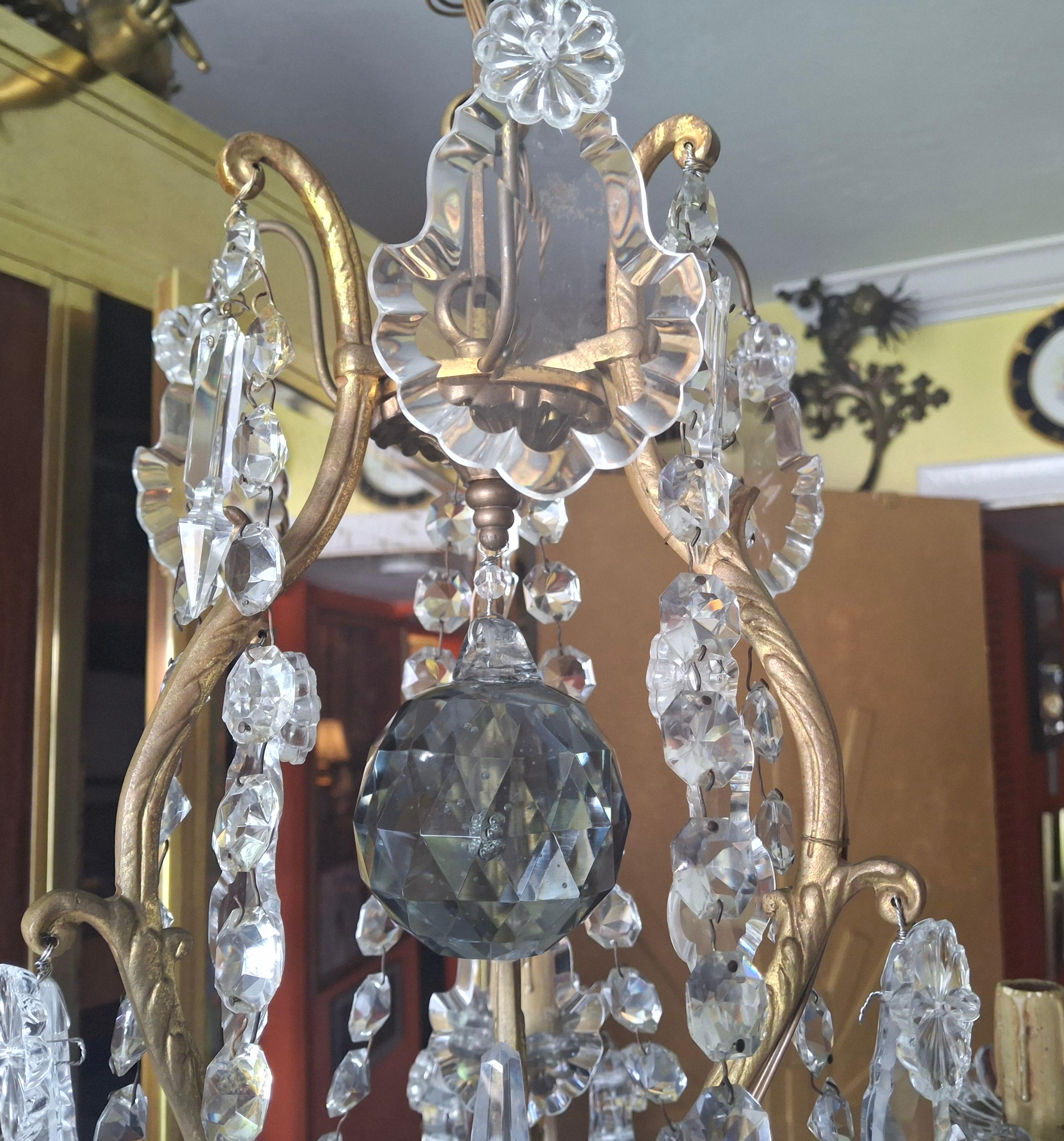 19thc Palatial  French Louis XV Gilt Bronze/ Crystal Chandelier attrib. Baccarat For Sale 8