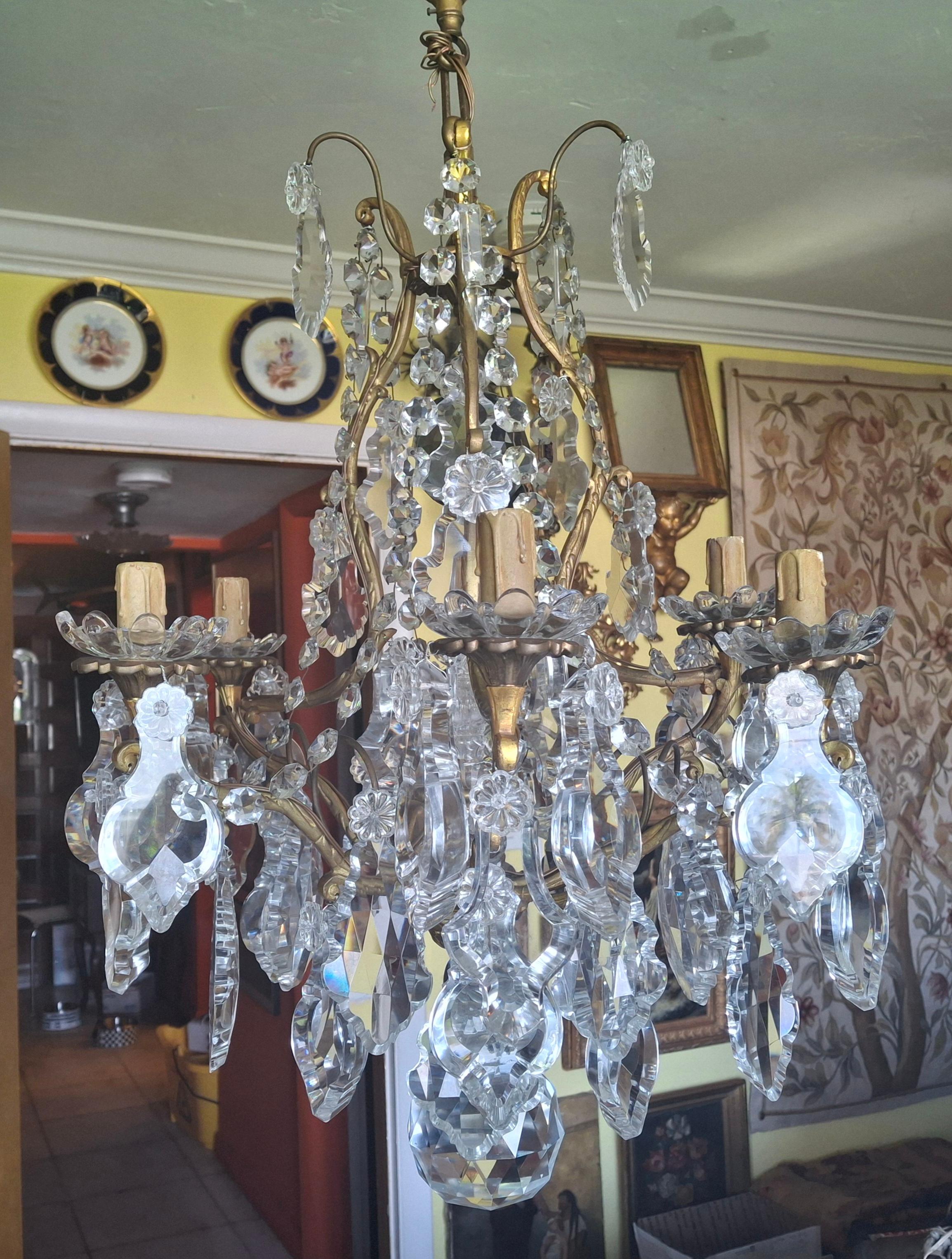 19thc Palatial  French Louis XV Gilt Bronze/ Crystal Chandelier attrib. Baccarat For Sale 10