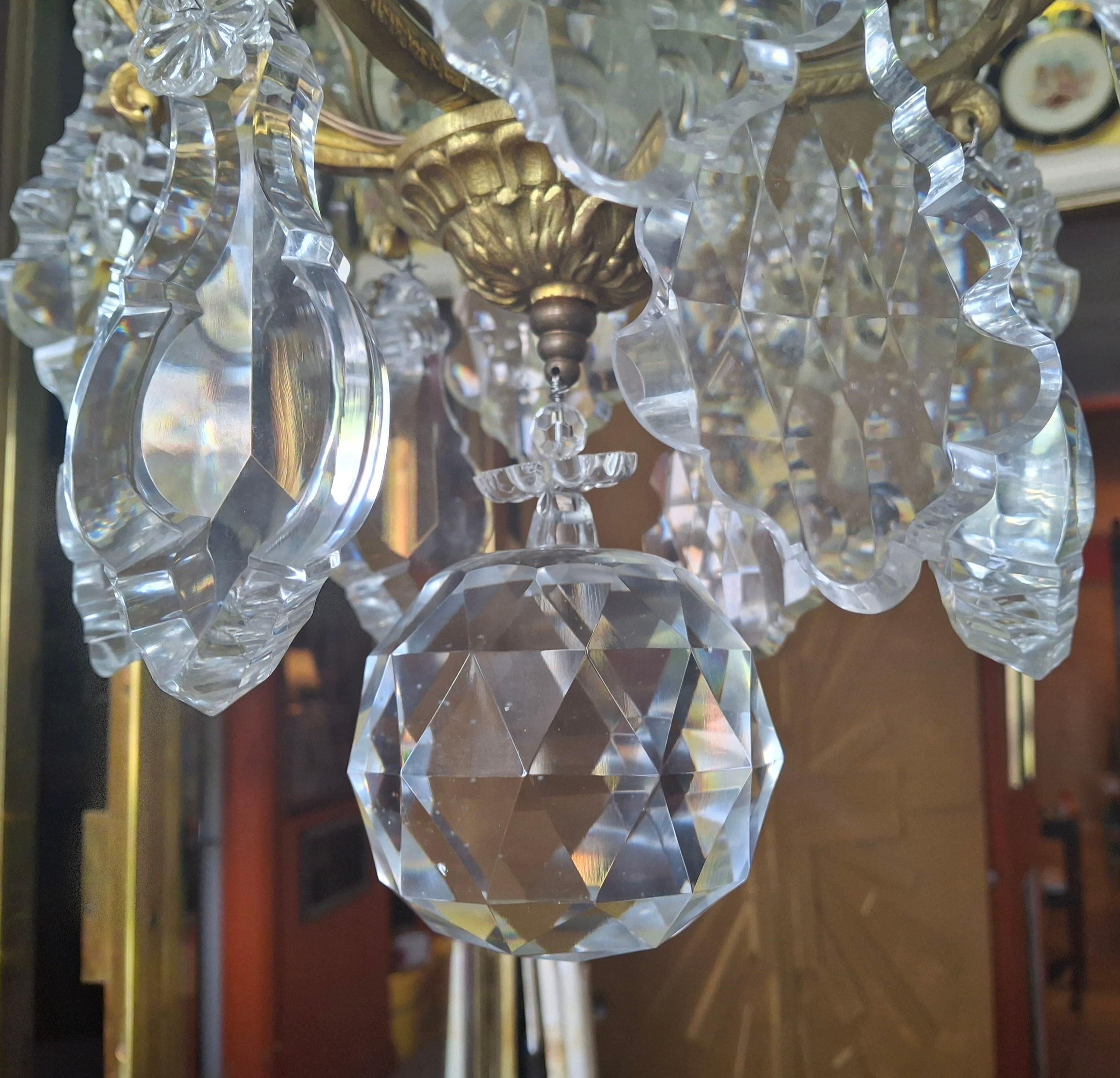 19thc Palatial  French Louis XV Gilt Bronze/ Crystal Chandelier attrib. Baccarat For Sale 11