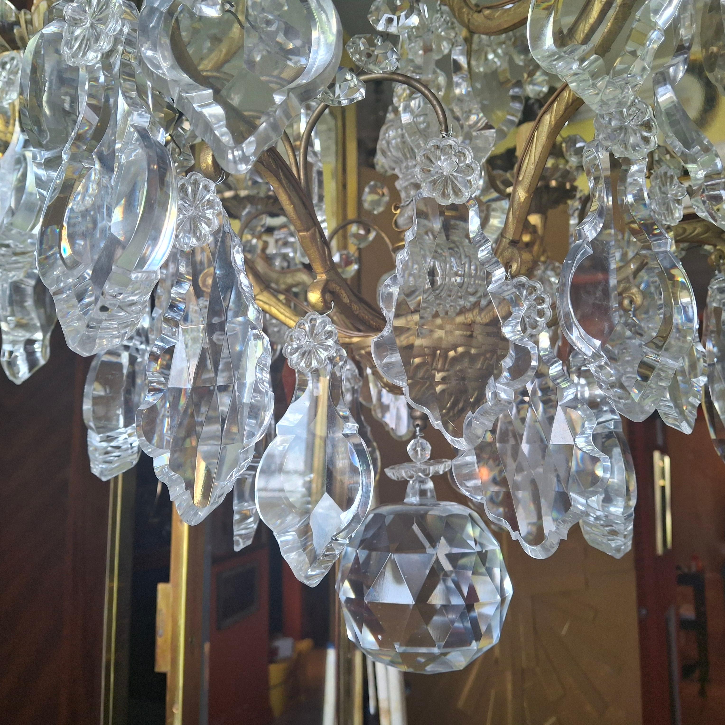 19thc Palatial  French Louis XV Gilt Bronze/ Crystal Chandelier attrib. Baccarat For Sale 12