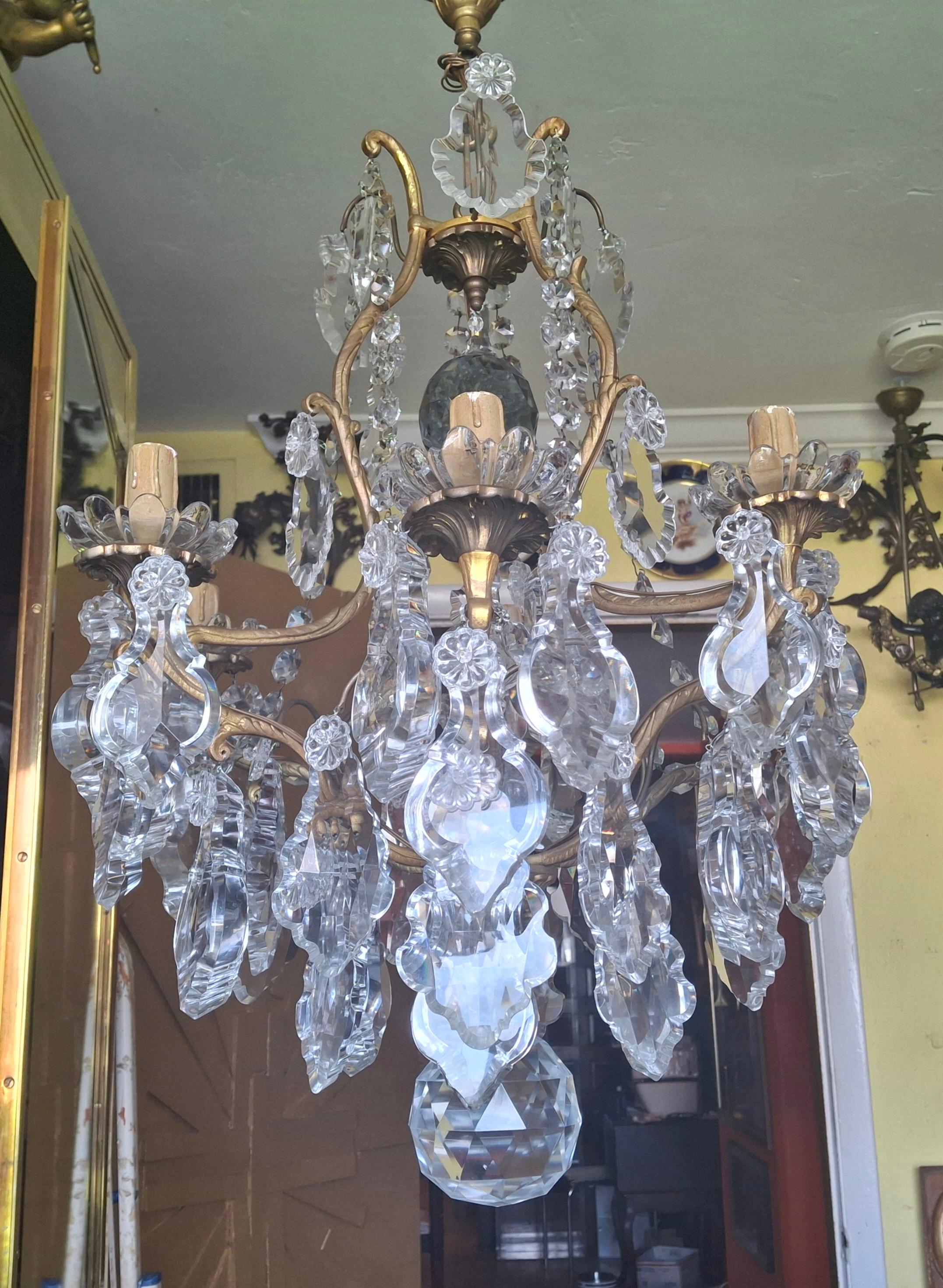 19thc Palatial  French Louis XV Gilt Bronze/ Crystal Chandelier attrib. Baccarat For Sale 13