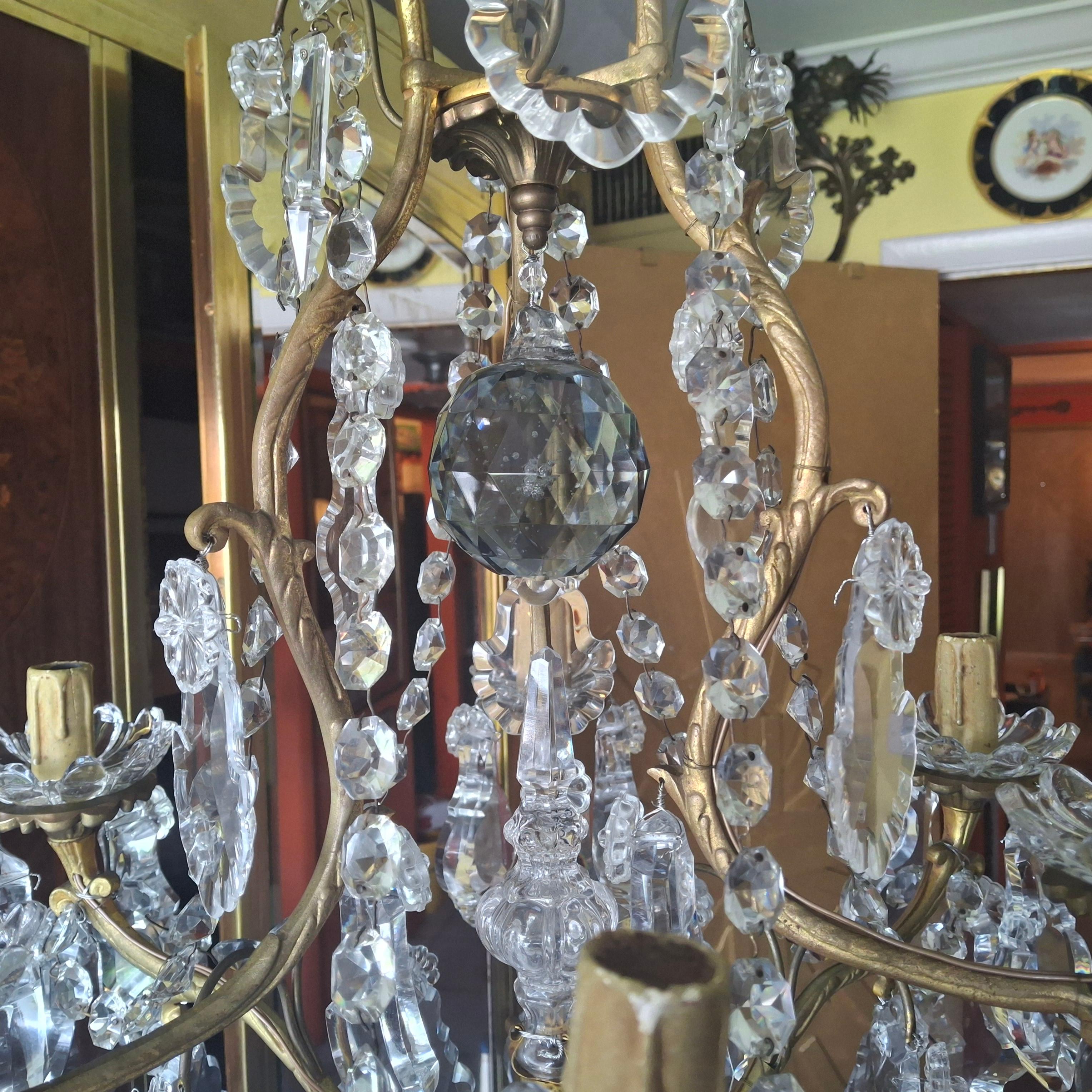 19thc Palatial  French Louis XV Gilt Bronze/ Crystal Chandelier attrib. Baccarat For Sale 15