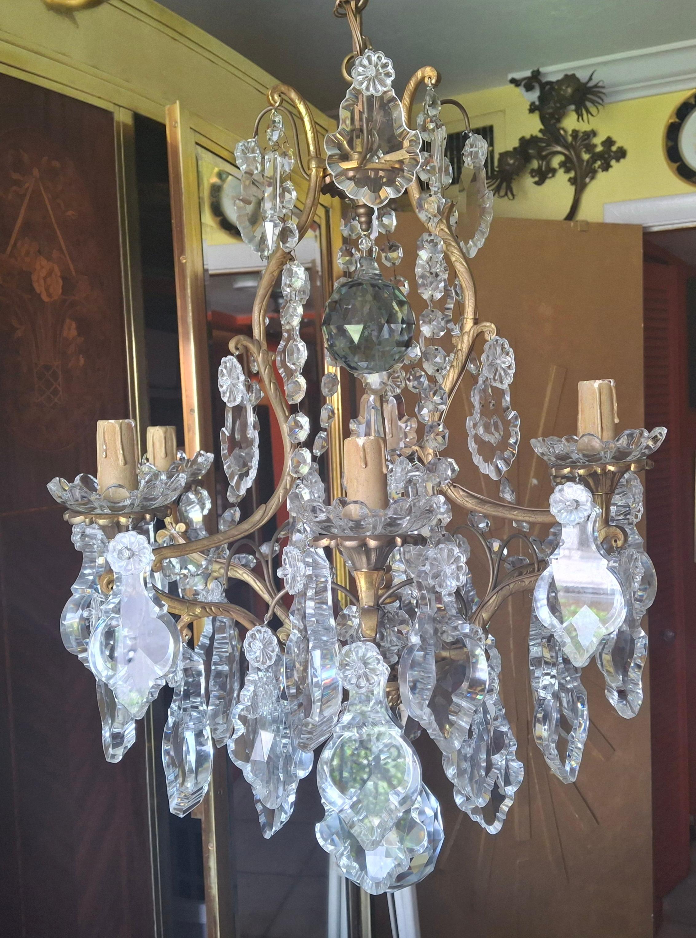 19thc Palatial  French Louis XV Gilt Bronze/ Crystal Chandelier attrib. Baccarat In Good Condition For Sale In Opa Locka, FL