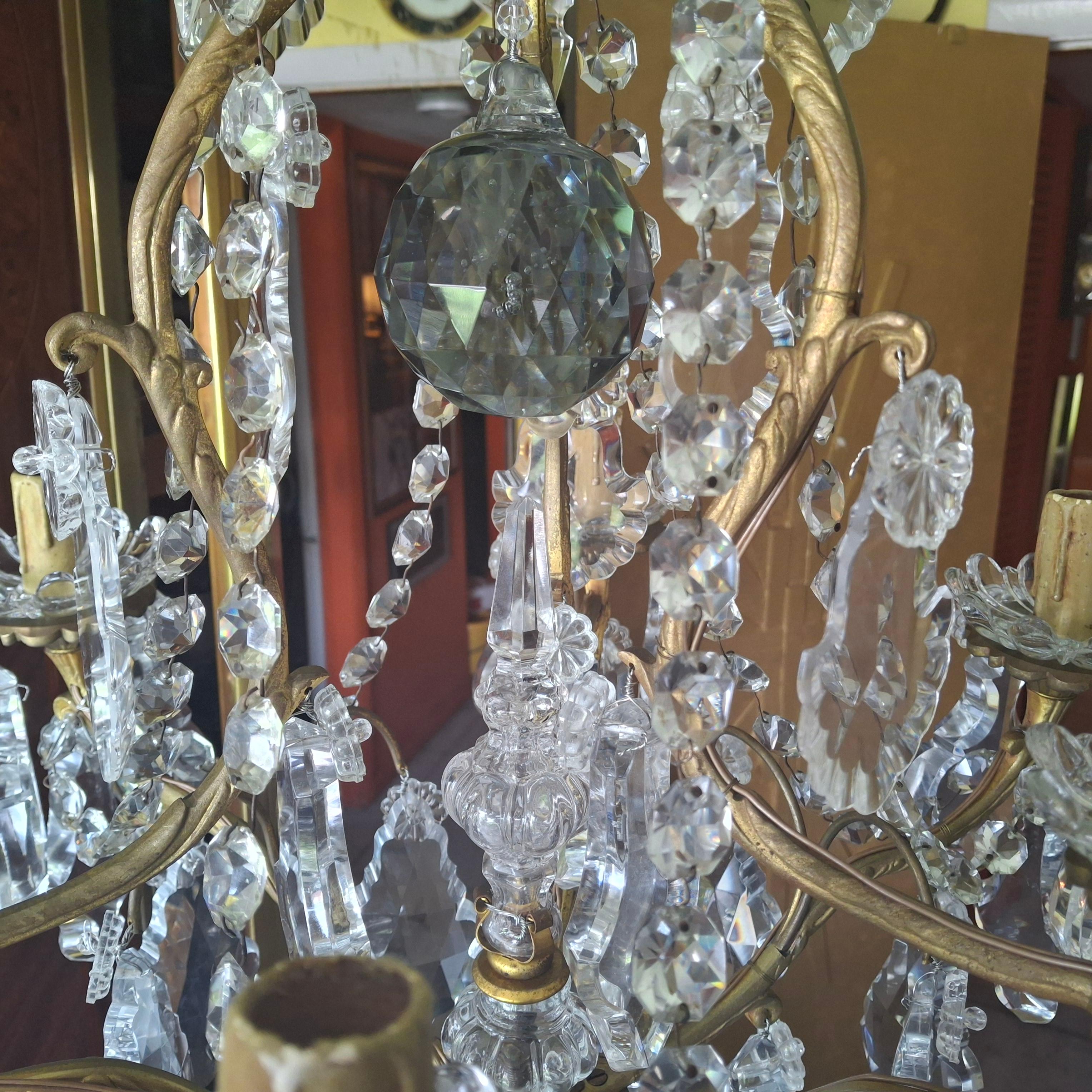 19thc Palatial  French Louis XV Gilt Bronze/ Crystal Chandelier attrib. Baccarat For Sale 1