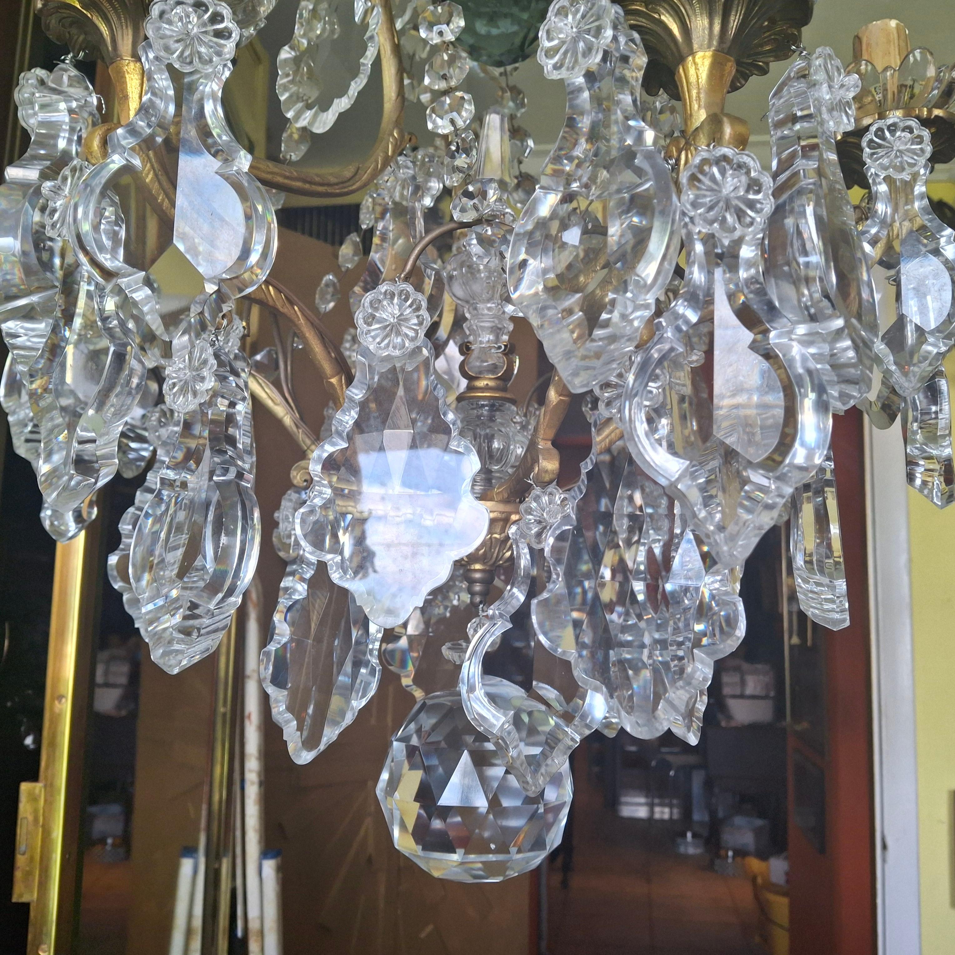 19thc Palatial  French Louis XV Gilt Bronze/ Crystal Chandelier attrib. Baccarat For Sale 2