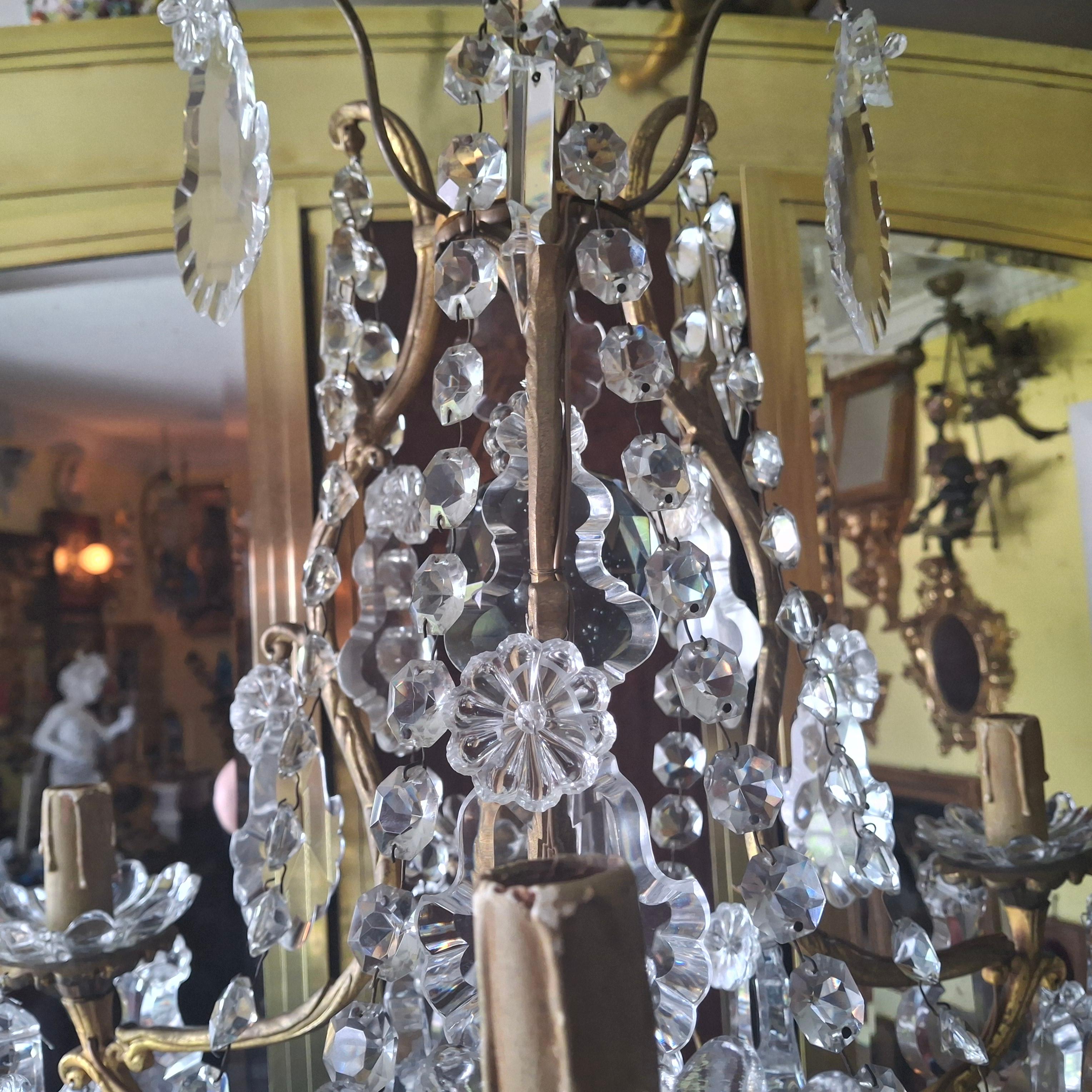 19thc Palatial  French Louis XV Gilt Bronze/ Crystal Chandelier attrib. Baccarat For Sale 3