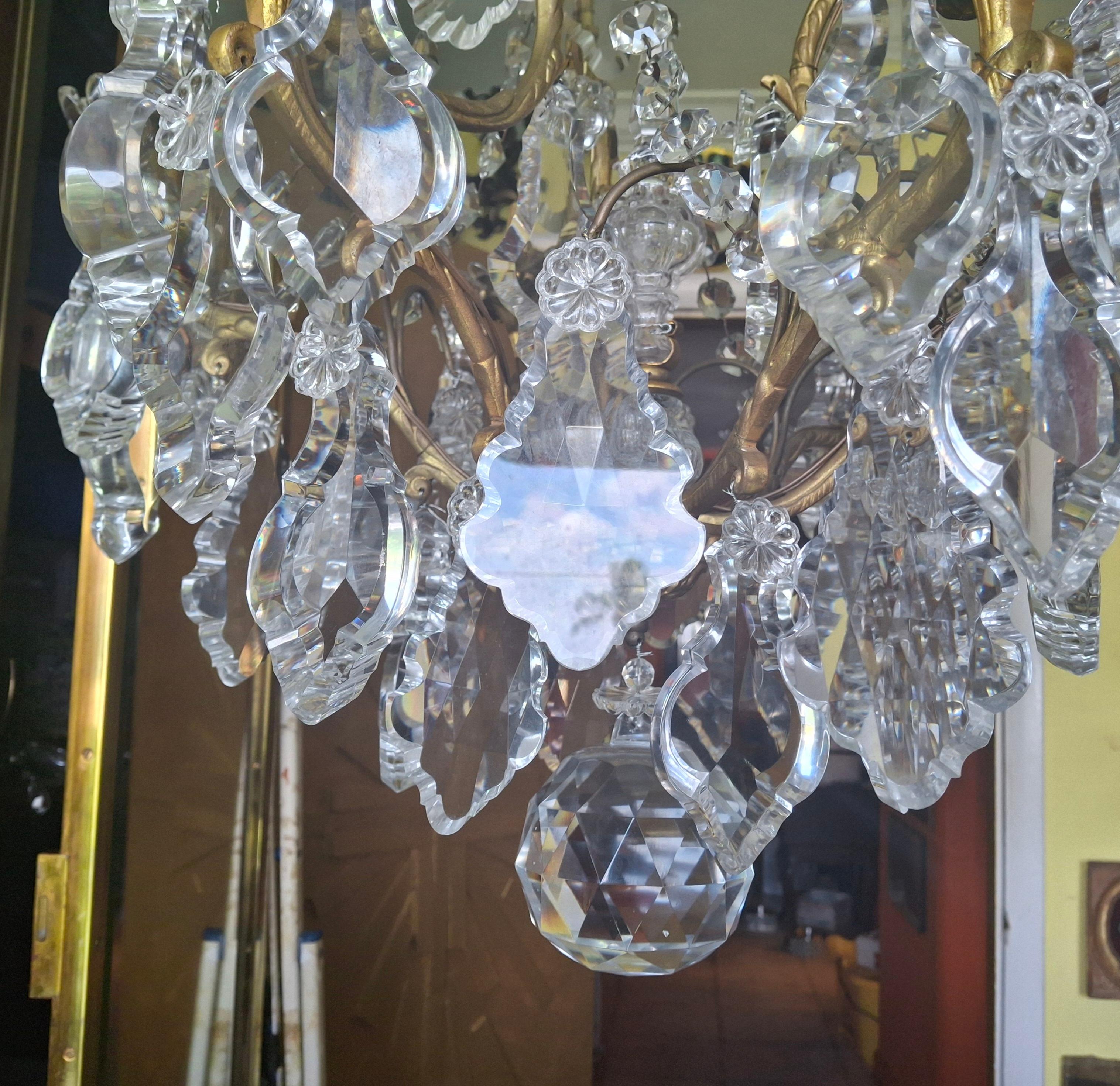 19thc Palatial  French Louis XV Gilt Bronze/ Crystal Chandelier attrib. Baccarat For Sale 4