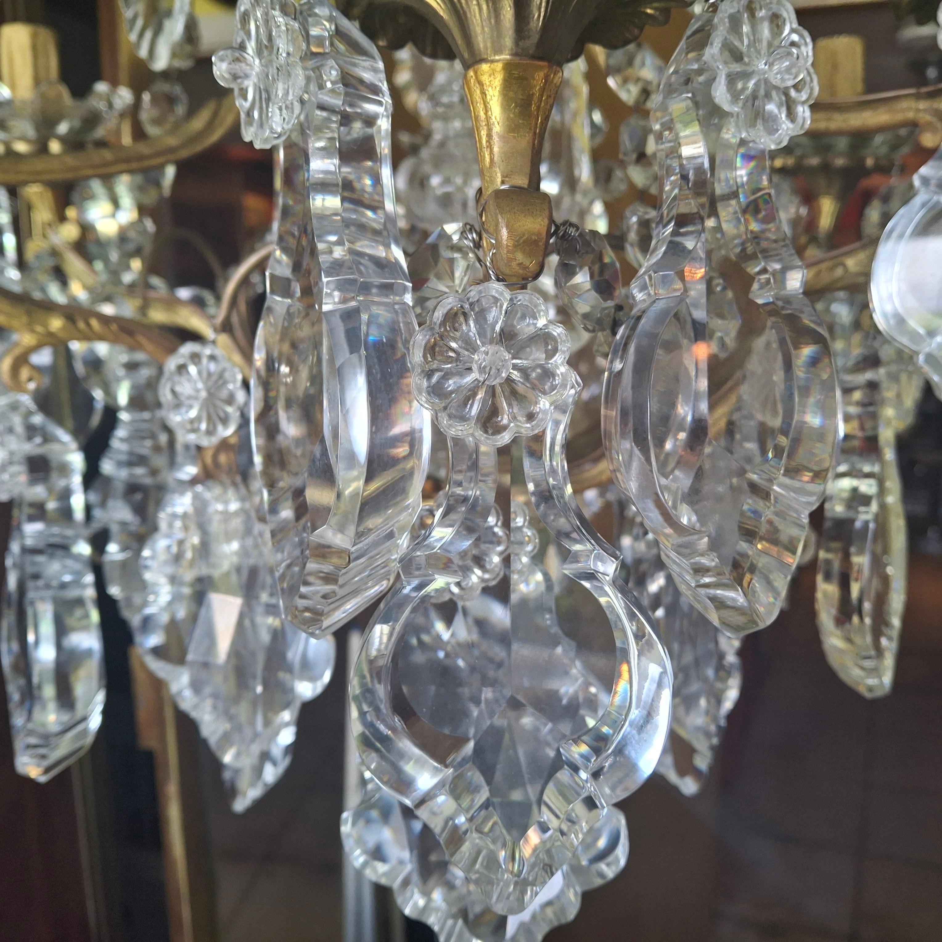 19thc Palatial  French Louis XV Gilt Bronze/ Crystal Chandelier attrib. Baccarat For Sale 5
