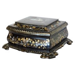 19th Century Papier Mache and Mother of Pearl Inlaid Box, circa 1860