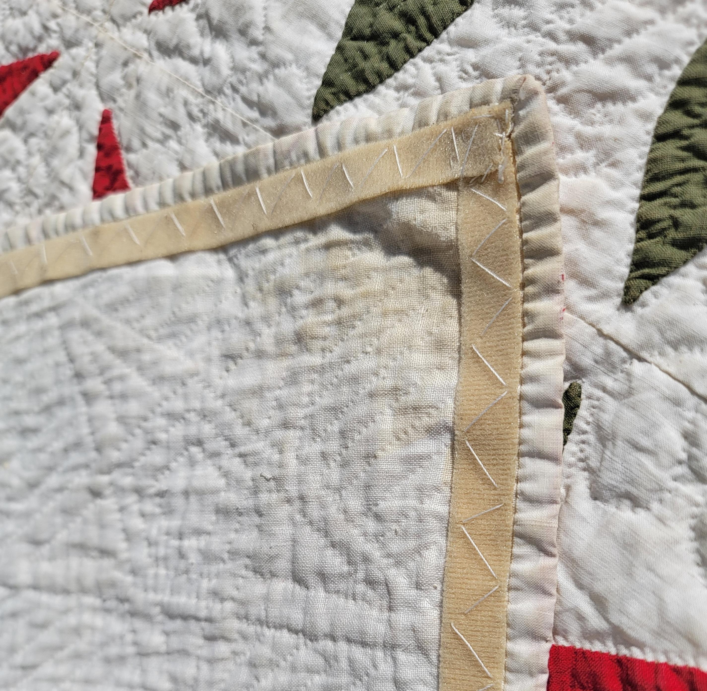 19th C Patriotic Flag Quilt & Red & Green Applique 3