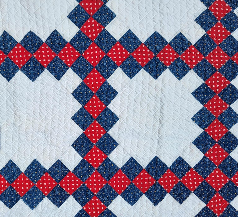 19Thc Patriotic triple Irish chain quilt in fine condition.The quilting and piecing are very good. Found in Ohio.