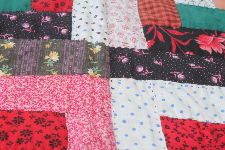 19thc Pennsylvania Log Cabin Quilt For Sale at 1stDibs