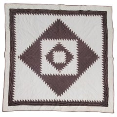 Antique 19thc Pennsylvania Saw Tooth Diamond in a Square Quilt
