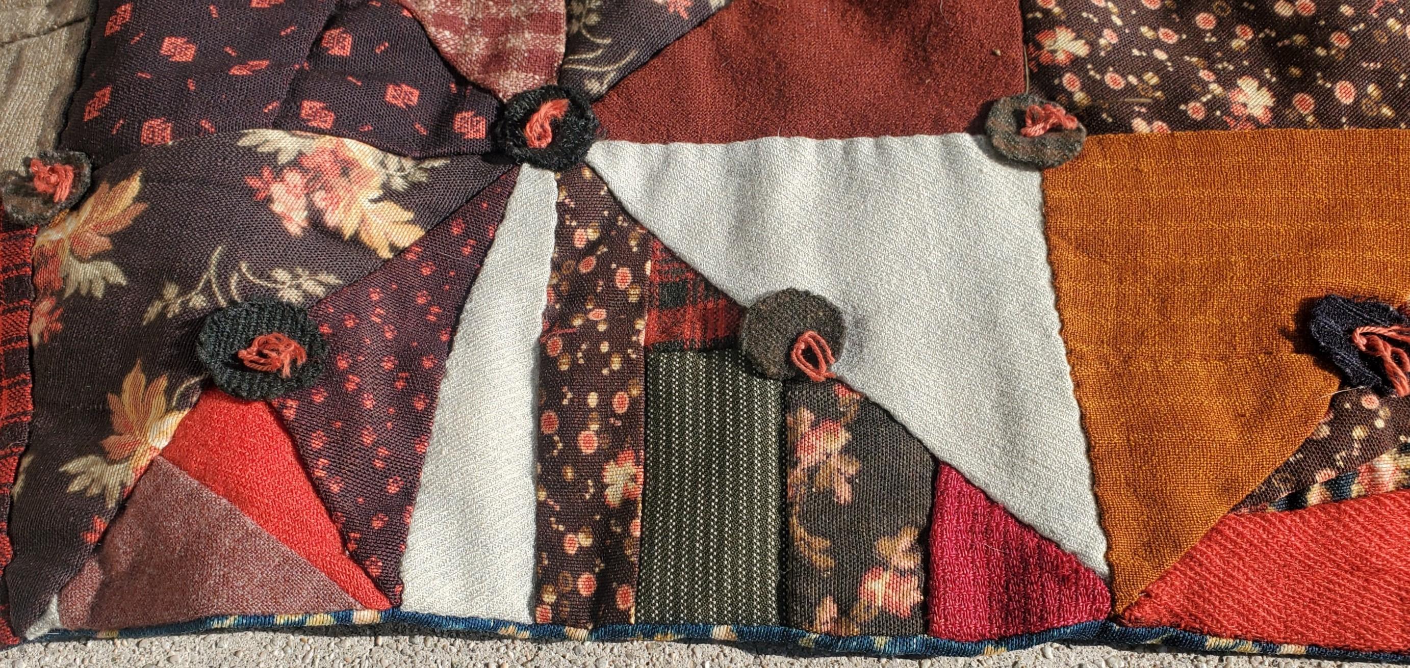 Adirondack 19thc Pennsylvania Wool Contained Crazy Quilt For Sale