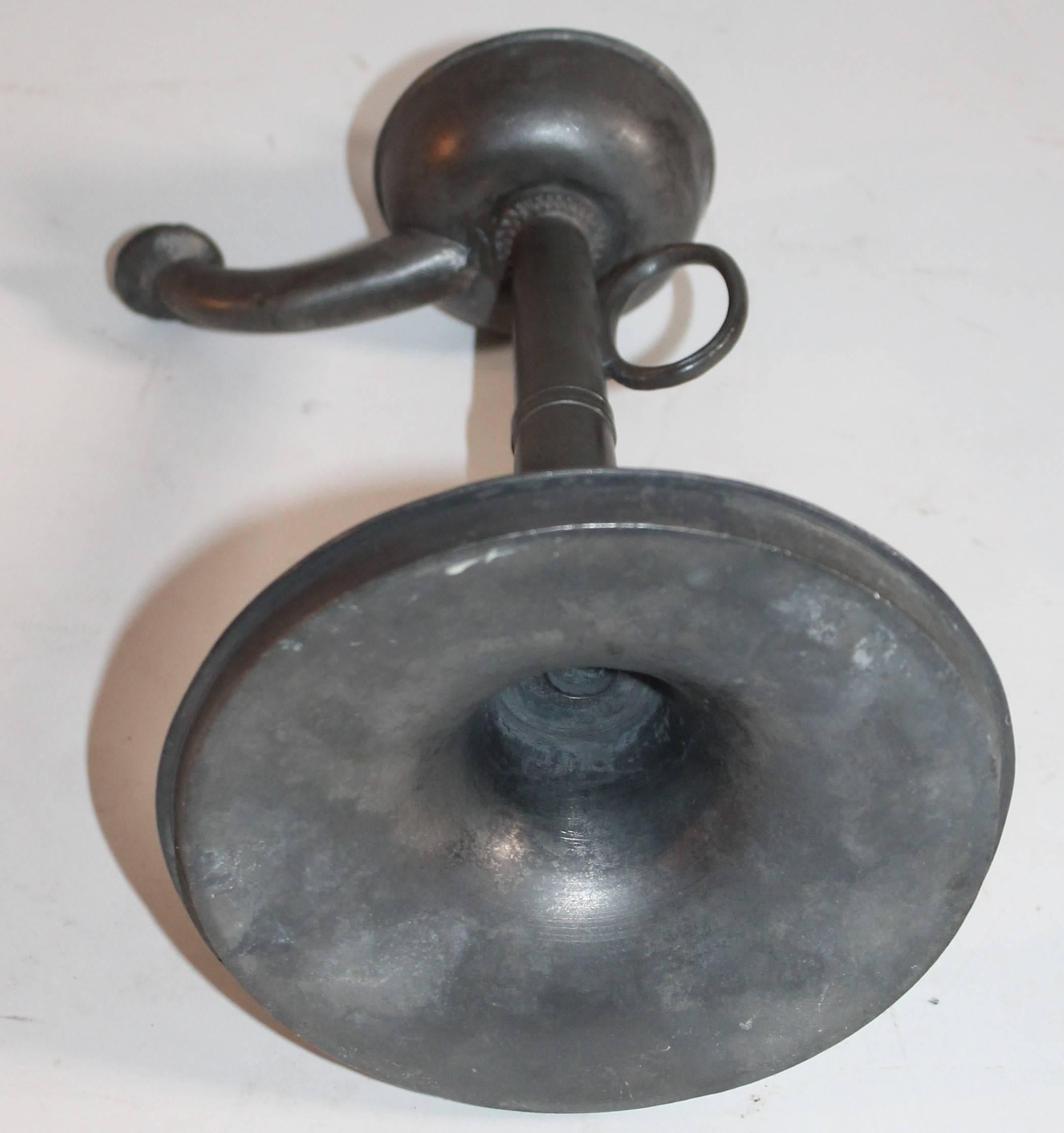 Other 19th Century Pewter Betty Lamp in Trumpet Form For Sale