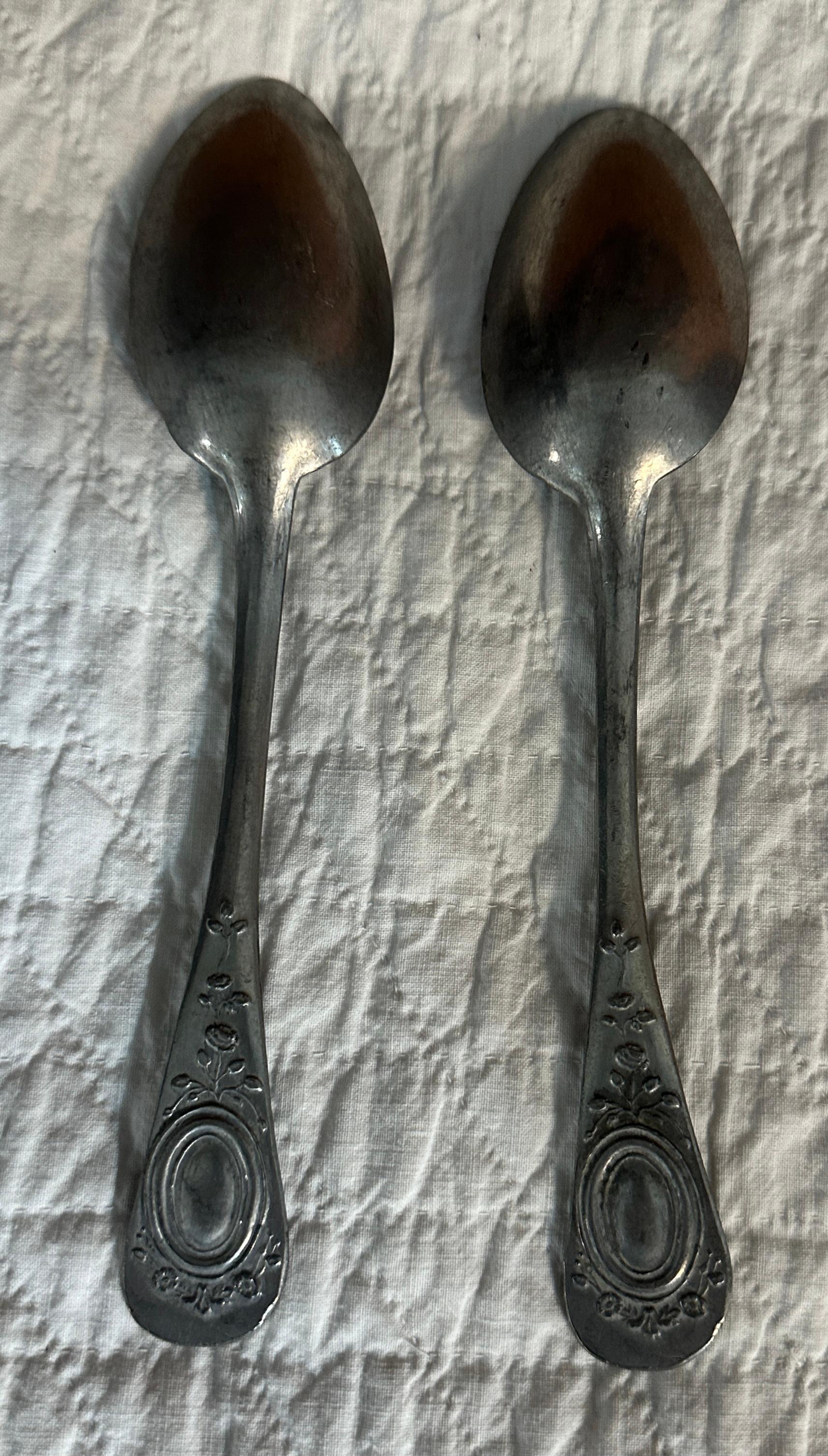 Hand-Crafted 19Thc Pewter Serving Spoons -10 Pcs. Set For Sale