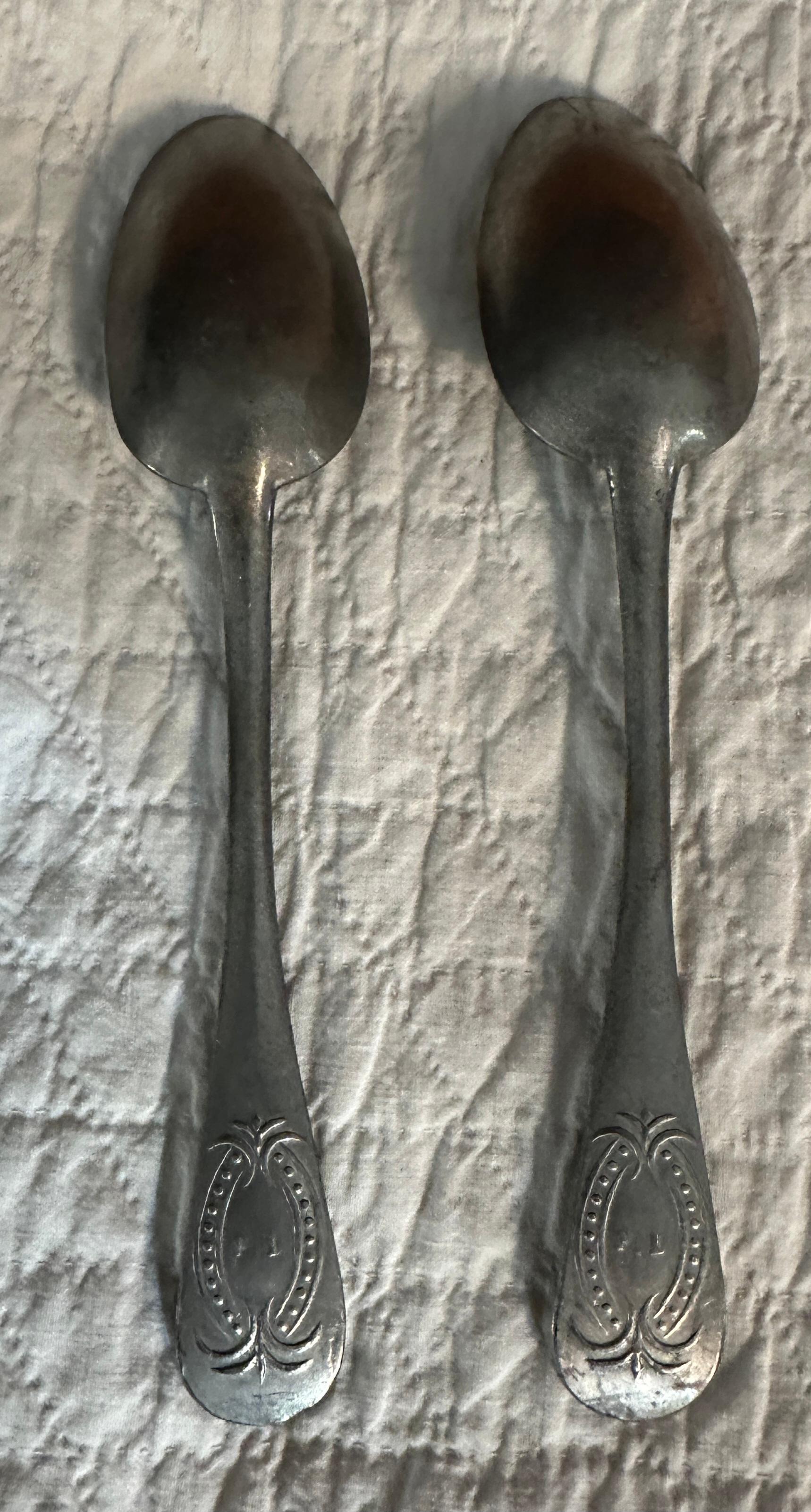 19Thc Pewter Serving Spoons -10 Pcs. Set In Good Condition For Sale In Los Angeles, CA