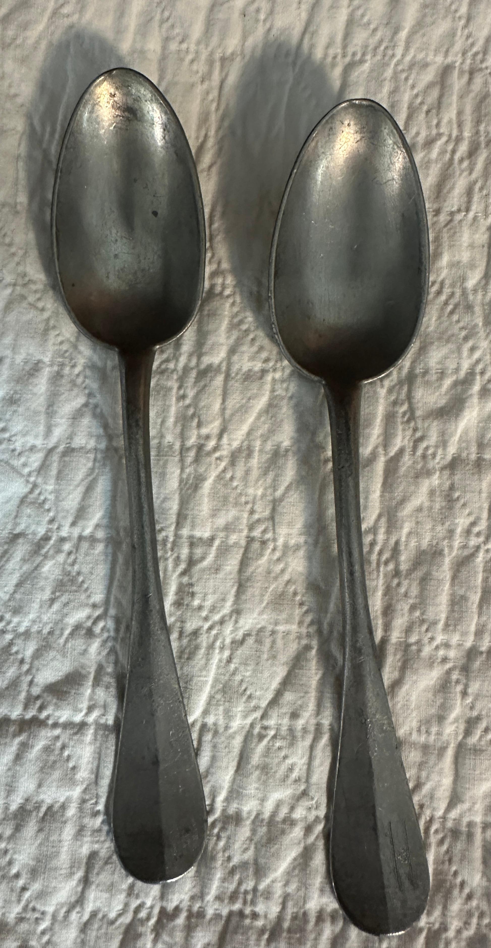 Mid-19th Century 19Thc Pewter Serving Spoons -10 Pcs. Set For Sale