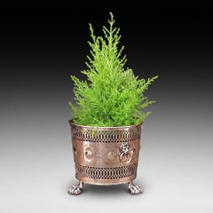 19thC Pierced Copper Cylindrical Planter