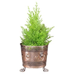 19thC Pierced Copper Cylindrical Planter
