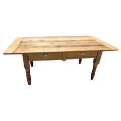 19Thc Mesa de granja de pino /Mesa baja con cajones