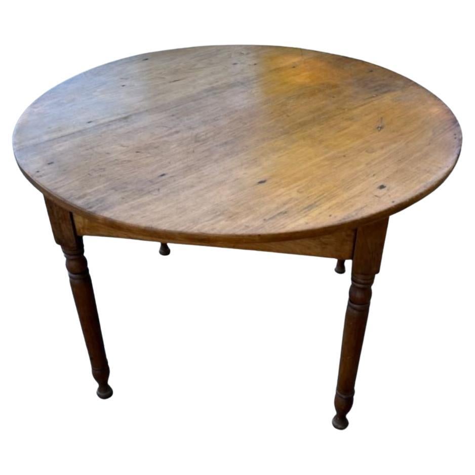 19th Century Pine Round Coffee Table from New England For Sale