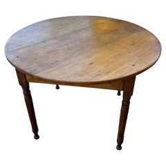 19th Century Pine Round Coffee Table from New England