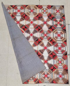 19Thc Pineapple Log Cabin Quilt From Pennsylvania