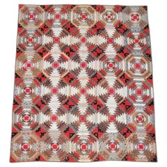 19Thc Pineapple Log Cabin Quilt From Pennsylvania