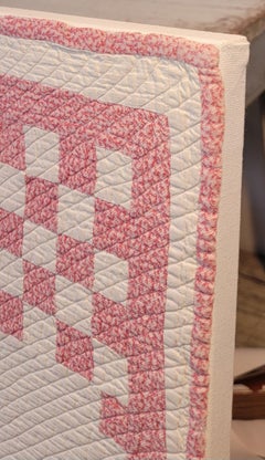 19Thc Pink & White Postage Stamp Chain Quilt