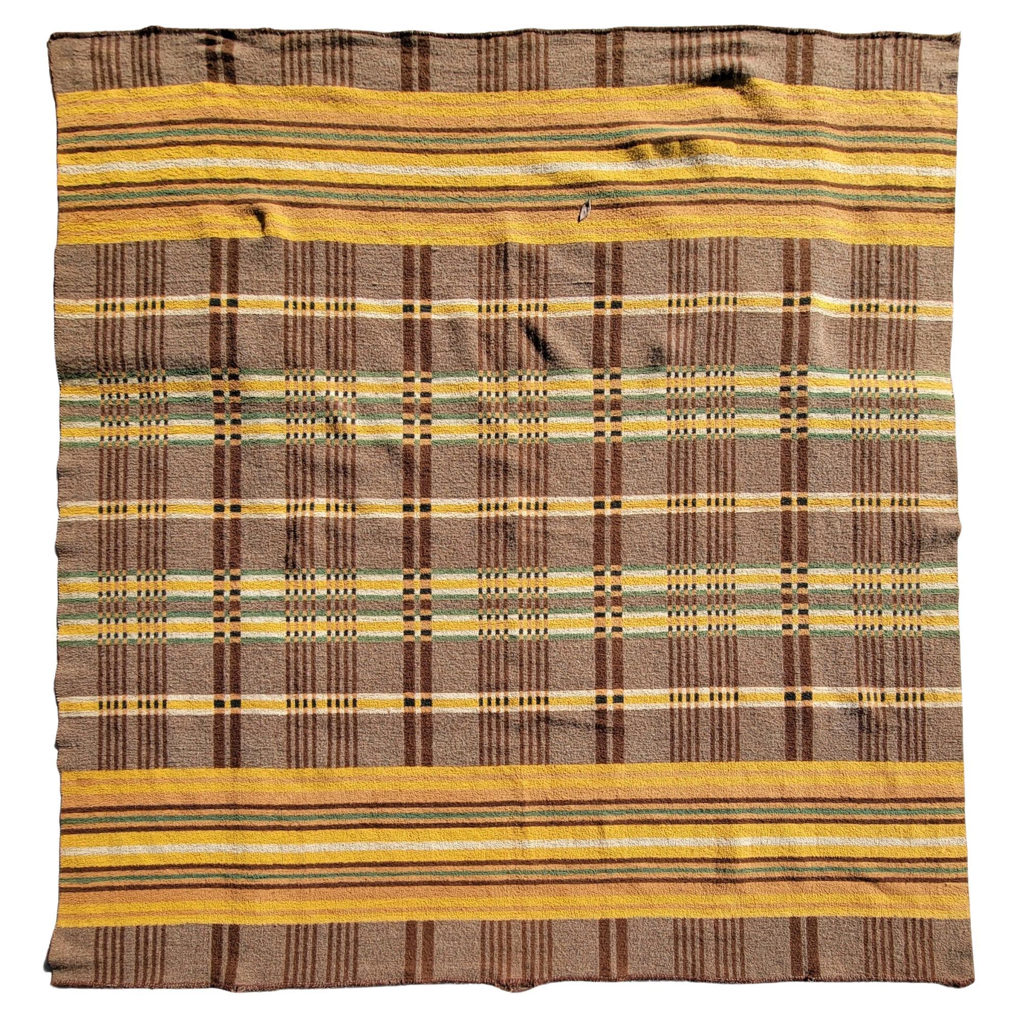 19. Jahrhundert Plaid Decke All Wool Blanket